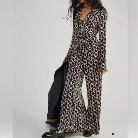 FREE PEOPLE shayla brown black jumpsuit size XL black and brown - Picture 4 of 8